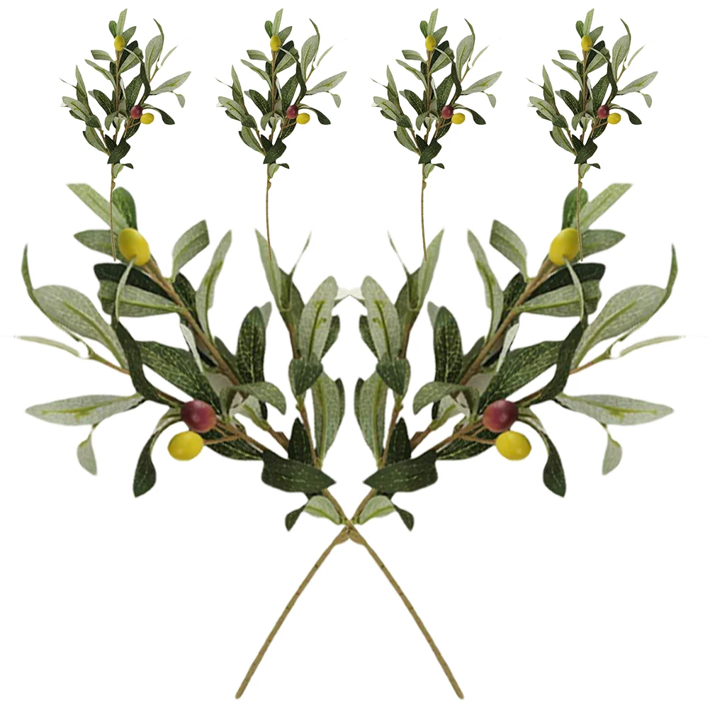 

6pcs Artificial Olive Branch Plastic Plants Home Decor Wedding Decor Greenery Stems Tree Branch Fake Branches DustFree Indoor
