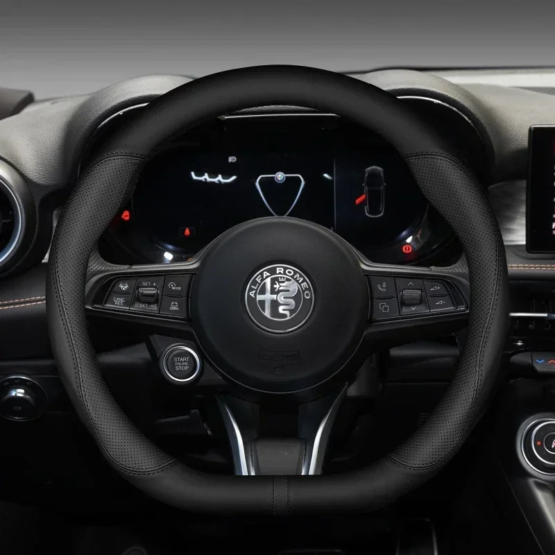 

Carbon Fiber Car Steering Wheel Cover Non-Slip, For Alfa Romeo Giulia 2020 2021-2022 Stelvio Tonale 2022 Car Accessories