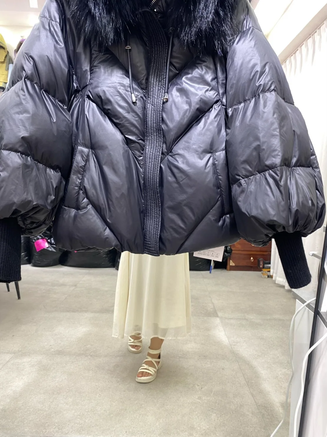 Winter High End Natural Large Fur Collar Down Jacket Female Hooded Warm Thick Parker Jacket Women White Duck Down Loose Outwears