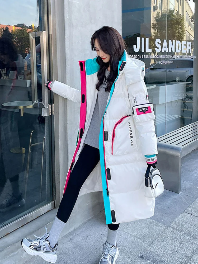 Glossy Parka Snow Coat Women\'s 2023 Fashion Thicken Winter Hooded Loose Long Jacket Female Windproof Rainproof Warm Outwear