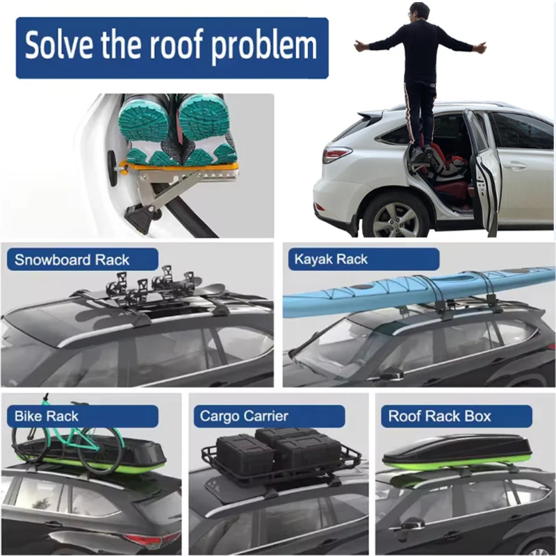 Car Door Step Foldable Universal Fit Door Hook Step StandPedal for Car Roof Access, Roof Rack Foot Step Rooftop Doorstep Car SUV