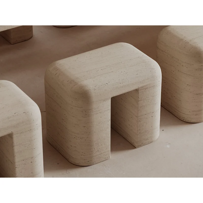 

Home Furniture Simple Design Marble Travertine Stool Footstool Entrance Villa Living Room