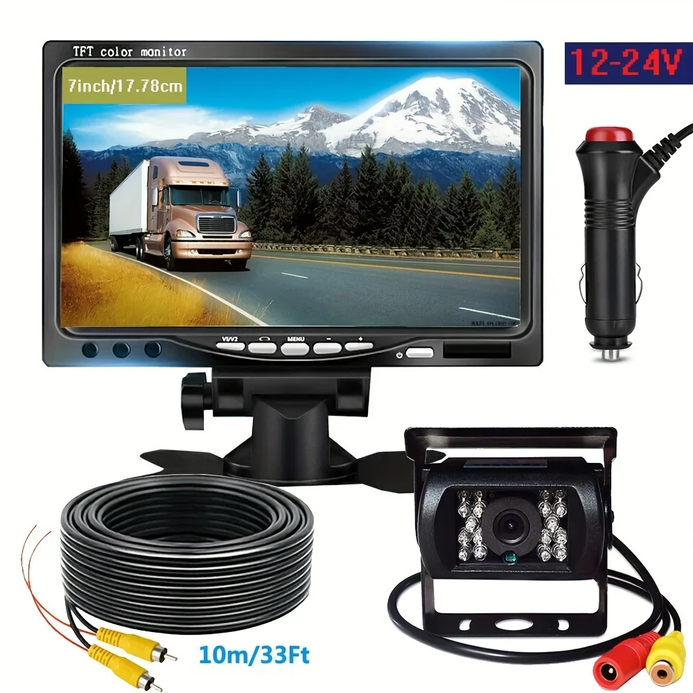 

7inch Monitor Backup Camera 18LED IR Rear View Truck Camera HD Display Parking Reverse System For Bus Pickup Caravan Trailers RV