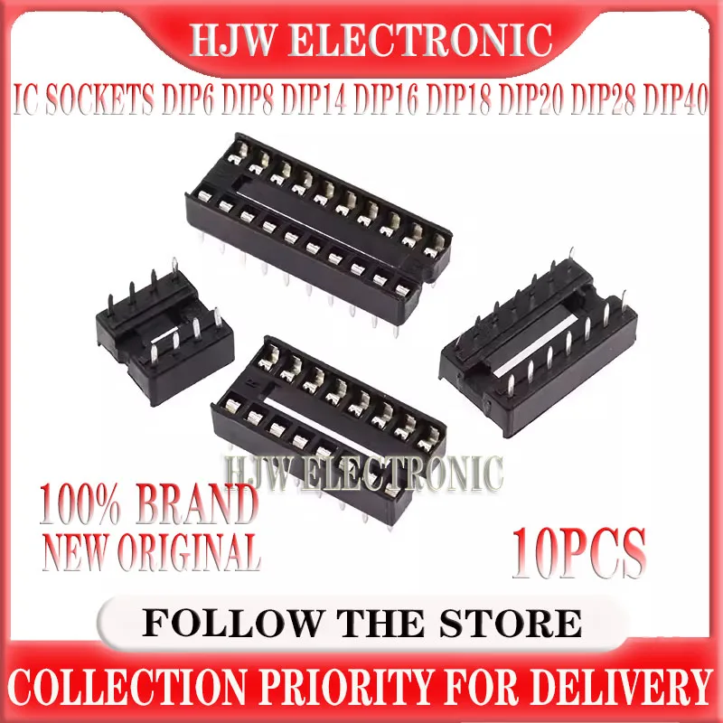 

10PCS IC Sockets DIP6 DIP8 DIP14 DIP16 DIP18 DIP20 DIP28 DIP40 pins Connector DIP Socket 6 8 14 16 18 20 24 28 40 pin