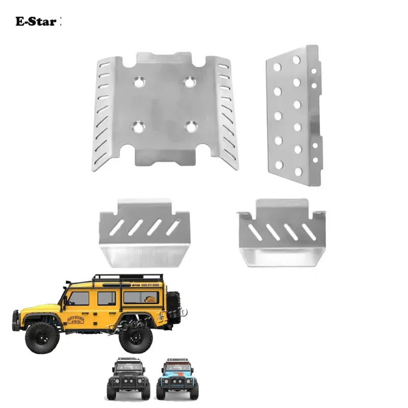 Stainless Steel Front and Rear Chassis Armor Protector Skid Plate for 1/8 Hyper GO MJX H8H Westward V1 V2 Version Climbing Car