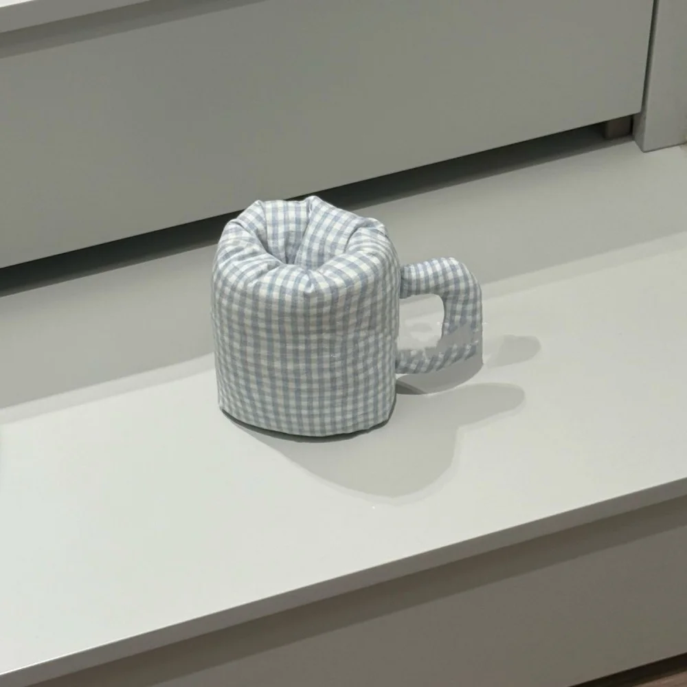 Handmade Blue Checkered Storage Basket: A Unique, Filled Decorative Home Storage Basket