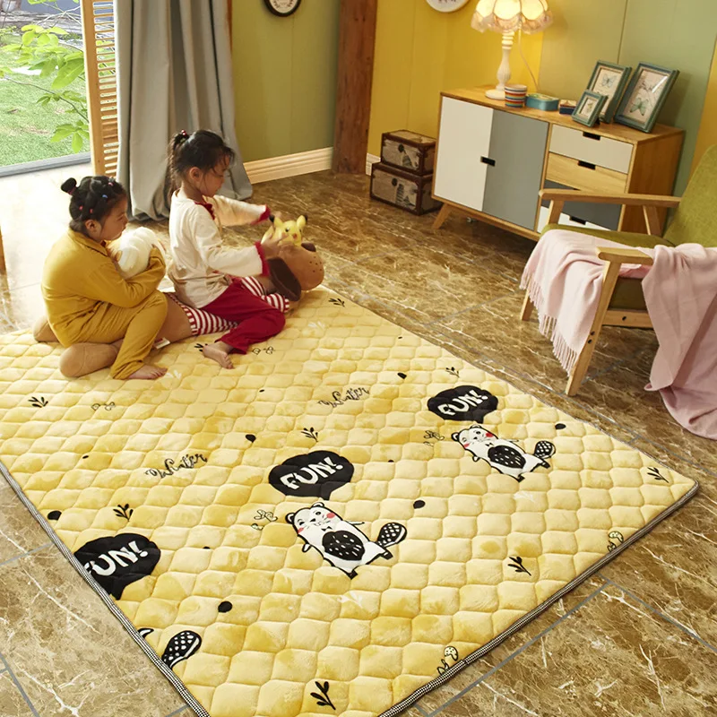 Keep warm and cool baby crawling pad foldable washing game carpet thickened unscented milk fleece non-slip climbing pad