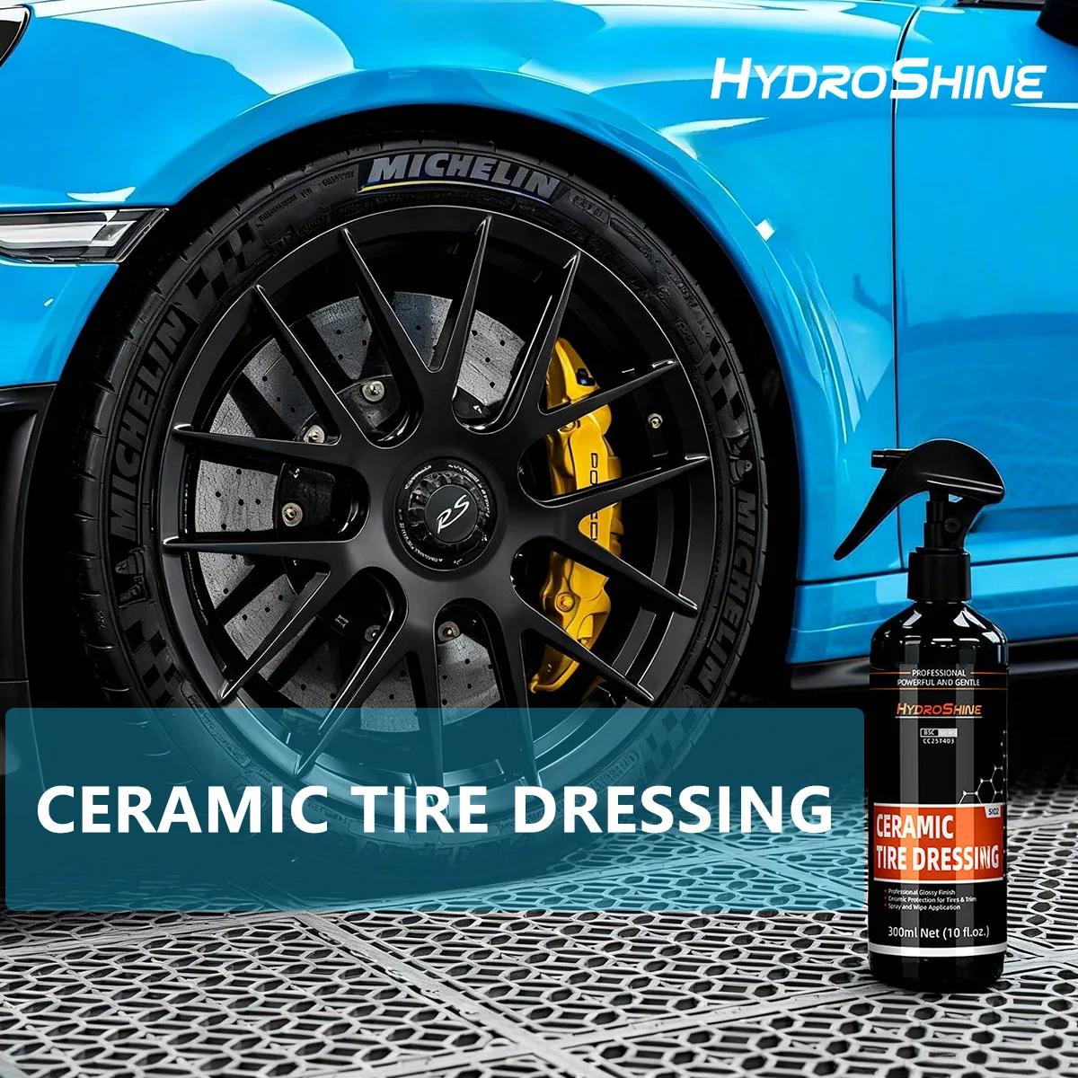 

Hydroshine Car Ceramic Tire Dressing Finish for Protection Long-Lasting Shine Spray Black Wet Look Tire Shine for Deep Glossy