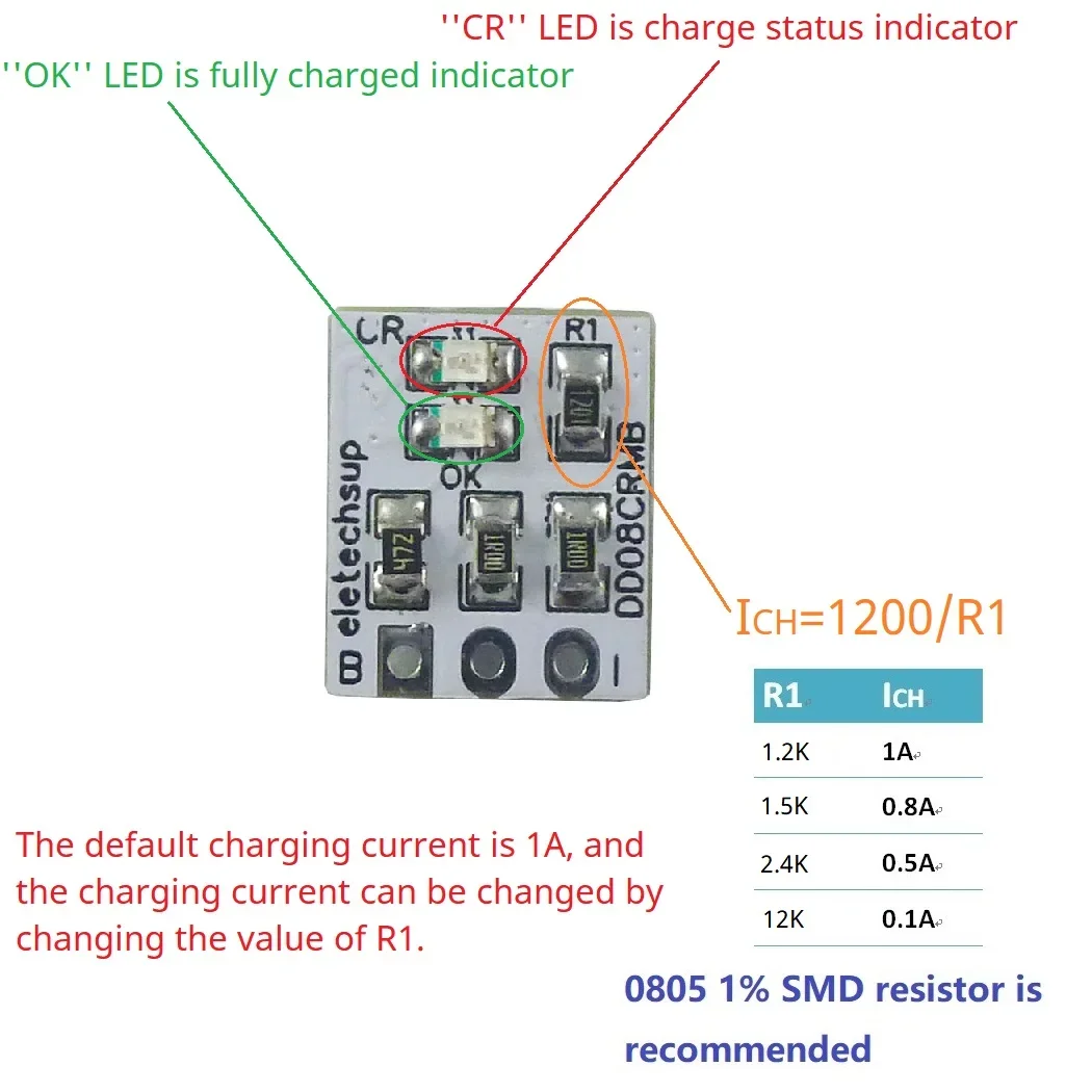 DD08CRMB  Li-ion/Li-Po Charger 1A 4.2V Trickle/Constant Current/Constant Voltage Multifunctional Lithium Battery Charge Manager