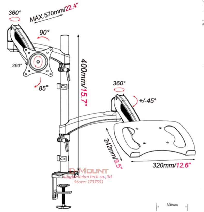 GM124U-D Multimedia Desktop Dual Arm 10