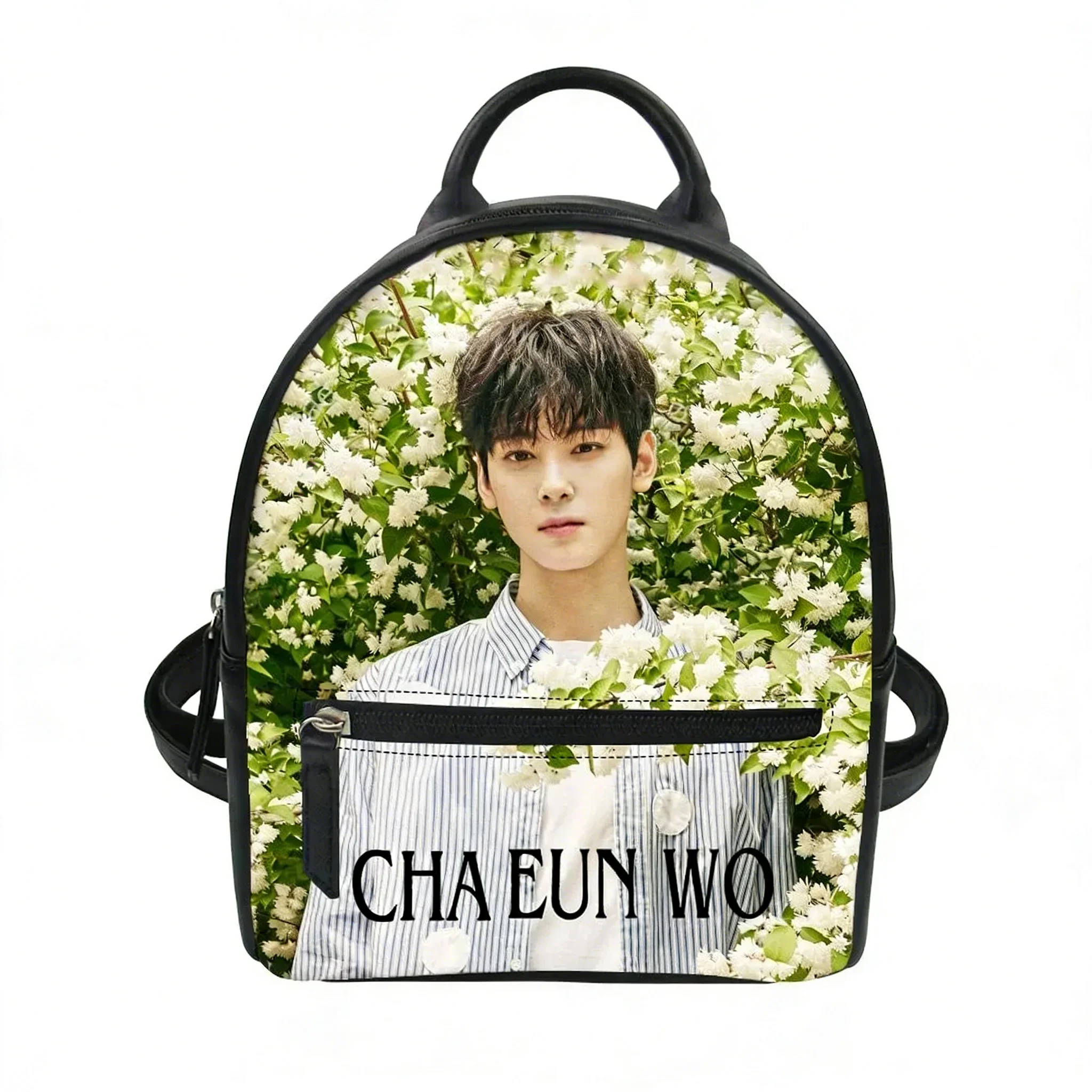 KPOP Cha EunWoo Custom Backpack Purse Women Carter Schoolbags Double Shoulder Bag Mini Daypack Leather Travel Bag