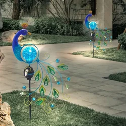 Peacock Solar Light Lawn Lamp Vintage Solar Powered Peacock Shape Greensward Lamp for Garden Christmas Decoration New