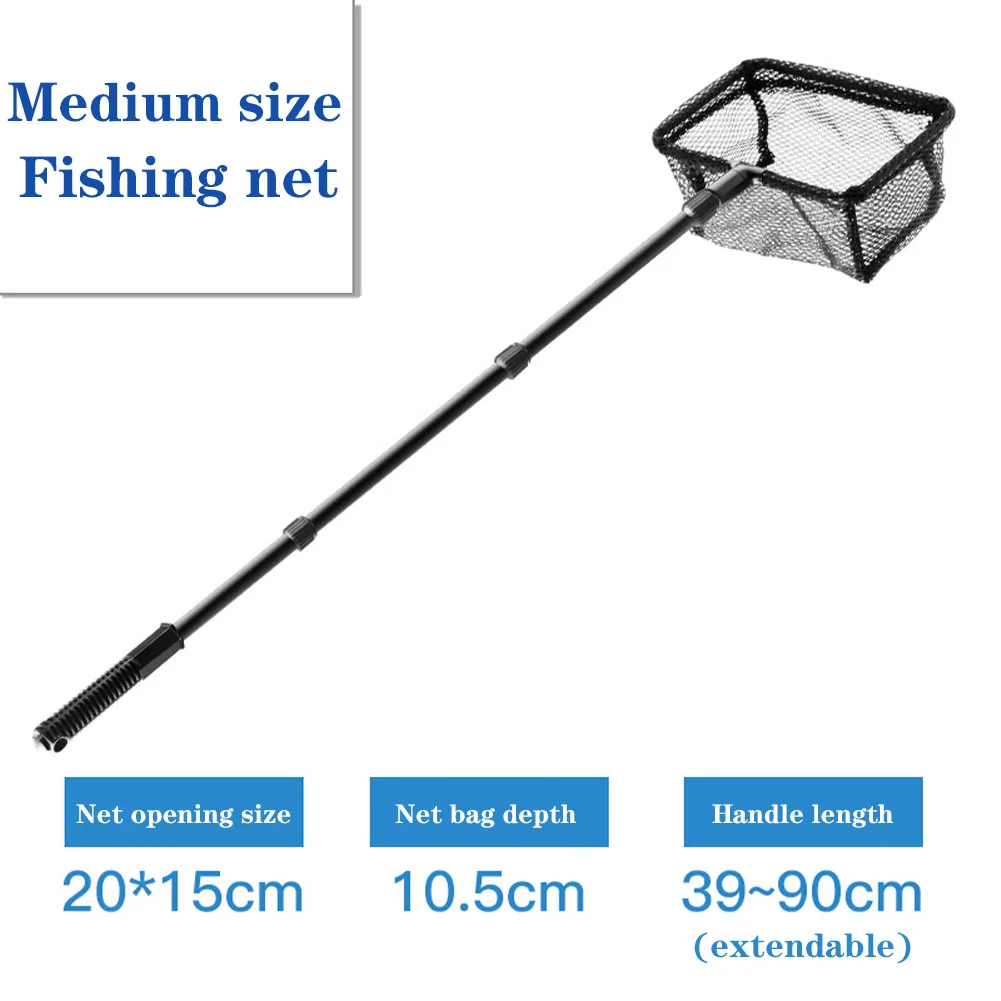 Fishing Landing Net with Telescoping Pole Handle, Collapsible Foldable Handle Net High Capacity Nylon Mesh Cleaning Tools