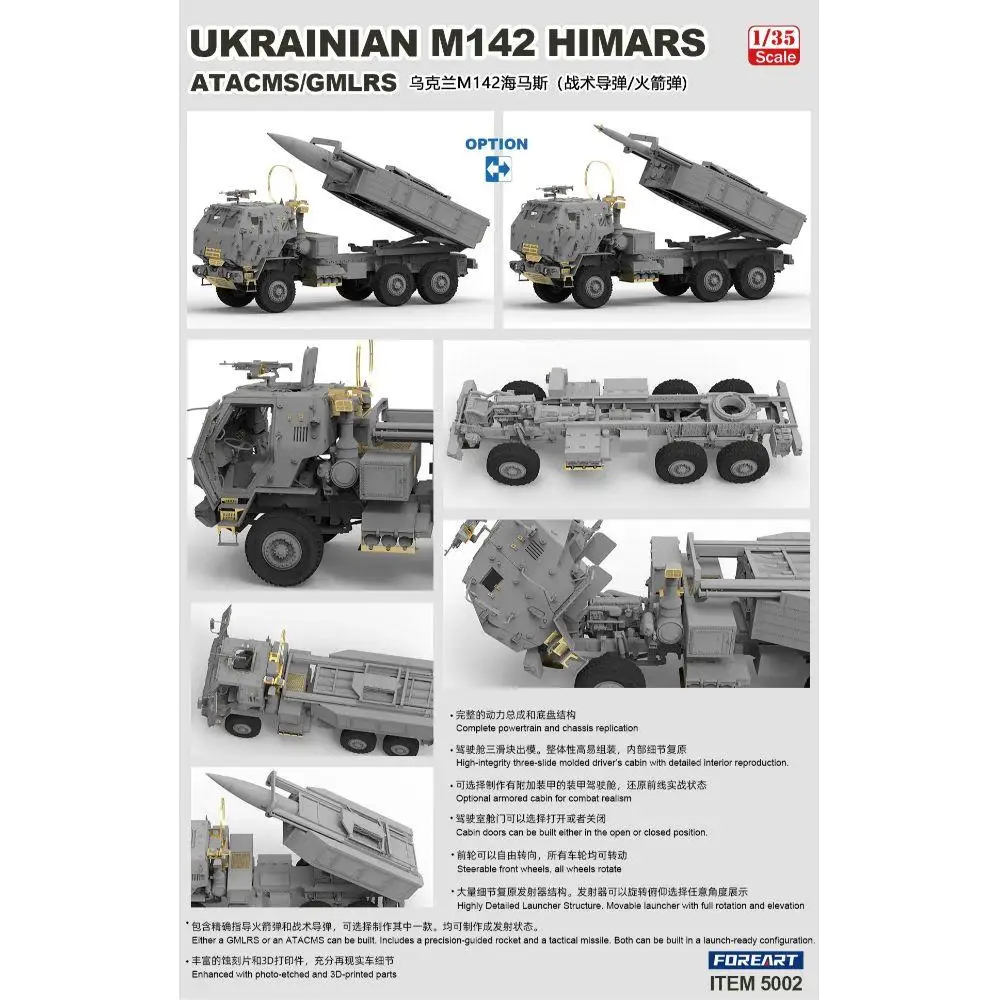 FORE ART 5002 1/35 UKRAINIAN M142 HIMARS ATCMS/GMLRS Model Kit