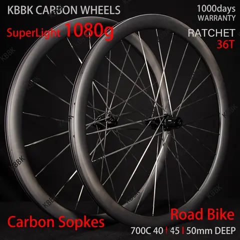 1075g SuperLight Carbon Spoke Wheels Ratchet System 36T Hub Road Bicycle Rim Gravel Bike Wheelset 28mm Width Customizable