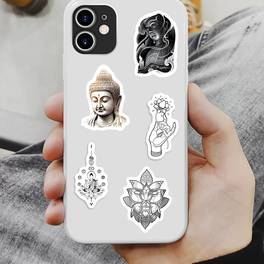 Buddha Aesthetics Stickers Yoga Sakyamuni Bodhisattva PVC Waterproof DIY Art Sketch for Phone Laptop Scrapbooking Decoration