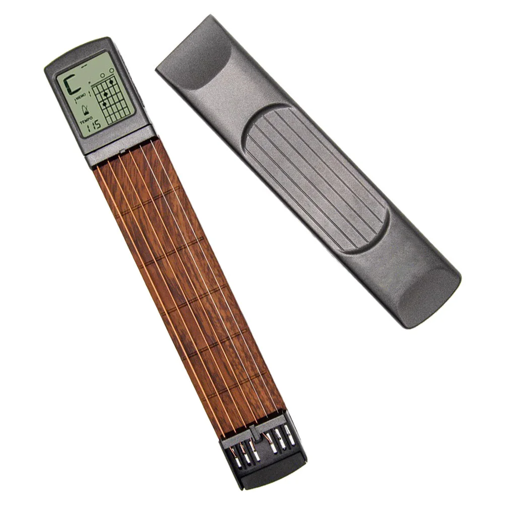 Guitarra de pantalla electrónica con diapasón, herramienta de práctica para principiantes, tamaño negro, Material duradero, mejora las habilidades