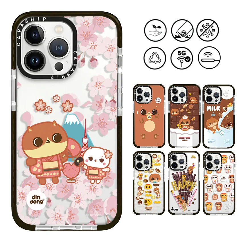 Casing belakang ponsel kucing coklat, penutup belakang HP lembut TPU tahan guncangan untuk iPhone 16 15 14 13 12 11 Pro X XS XR Max 7 8 Plus SE