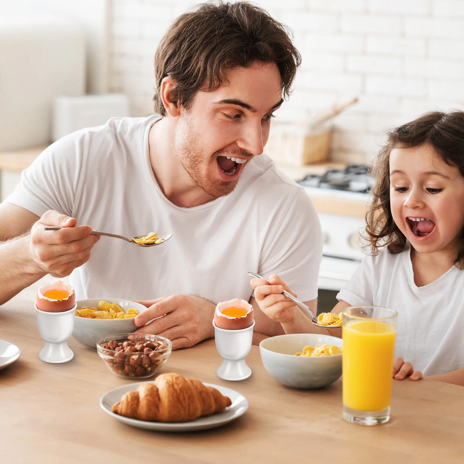 

4Pcs Ceramic Egg Cups Boiled Egg Holders Pottery Stable Tabletop Stand for Kitchen Breakfast Presentation Eggs Cup Holder