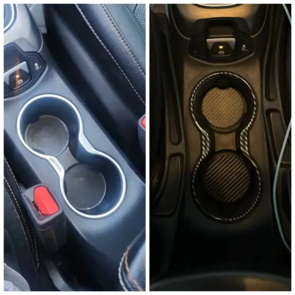 Car ABS Chrome Front Water Cup Holder Panel Cover Trim for Jeep New Compass 2017 - 2019 Inner Decoration Stickers  Accessories view 4