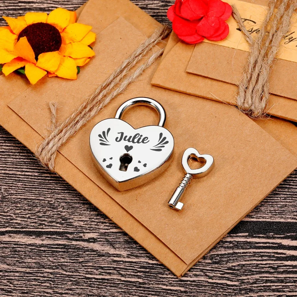 1pc Custom Heart Lock Eternal Love Lock Support laser engraving of love hearts Lovers commitment sentimental ornament