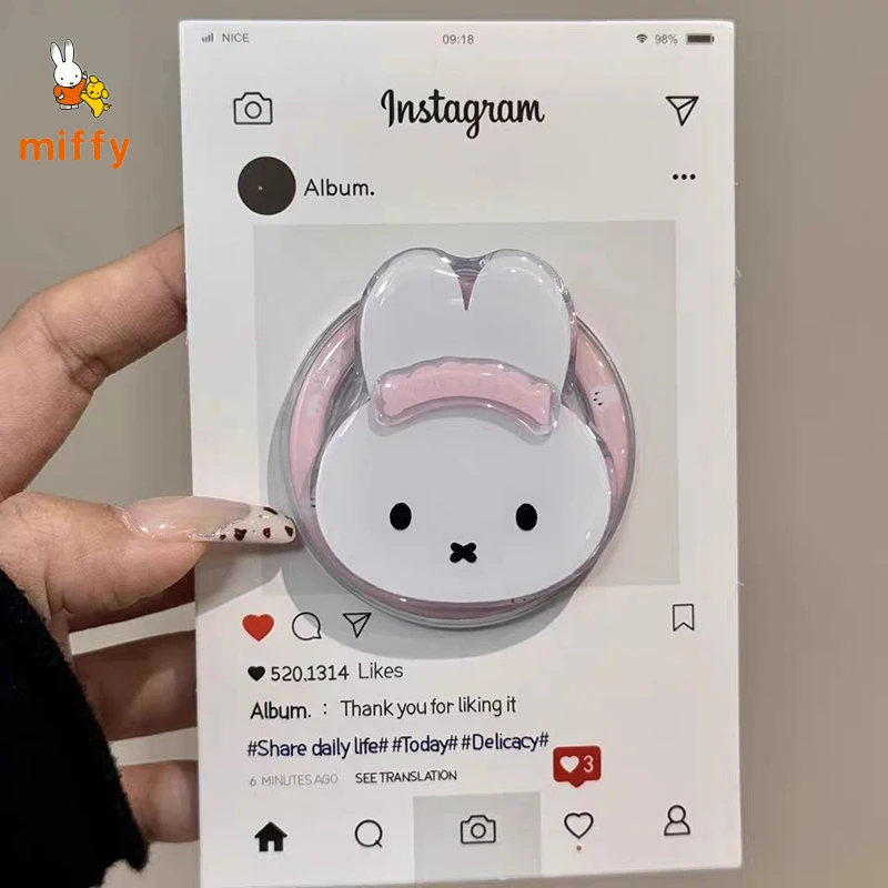 Cute Miffy Pink Rabbit Phone Case for IPhone 16 15 14 Magnetic Pop Socket Holder Shockproof Translucent Cartoon Cover Fans Gifts - view 6
