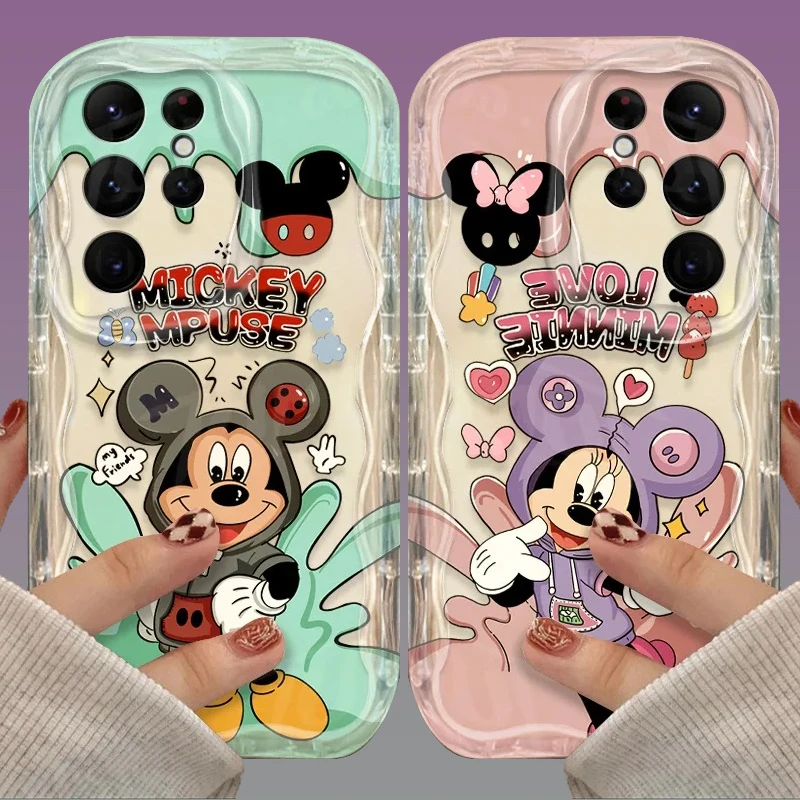 Disney Mickey Mouse Wave Phone Case For Samsung Galaxy S24 Ultra S23 S22 Plus S21 S20 FE A25 A55 A35 5g Soft Silicone Cover