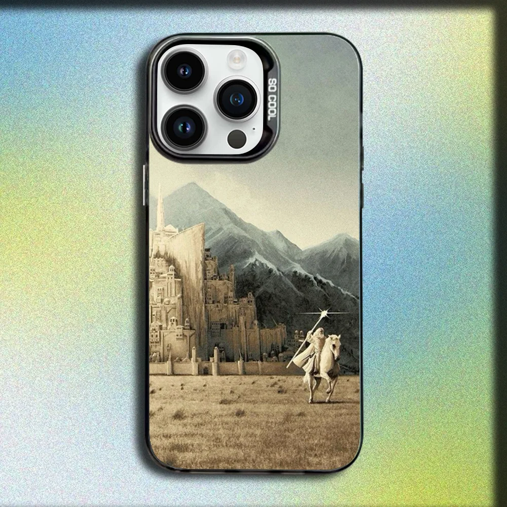 Casing Ponsel Peta Lord Of The R-ring untuk iPhone 16,15,14,13,12,11,Mini,Pro,SE,MAX Sampul Hitam Silikon Matte Abu-abu