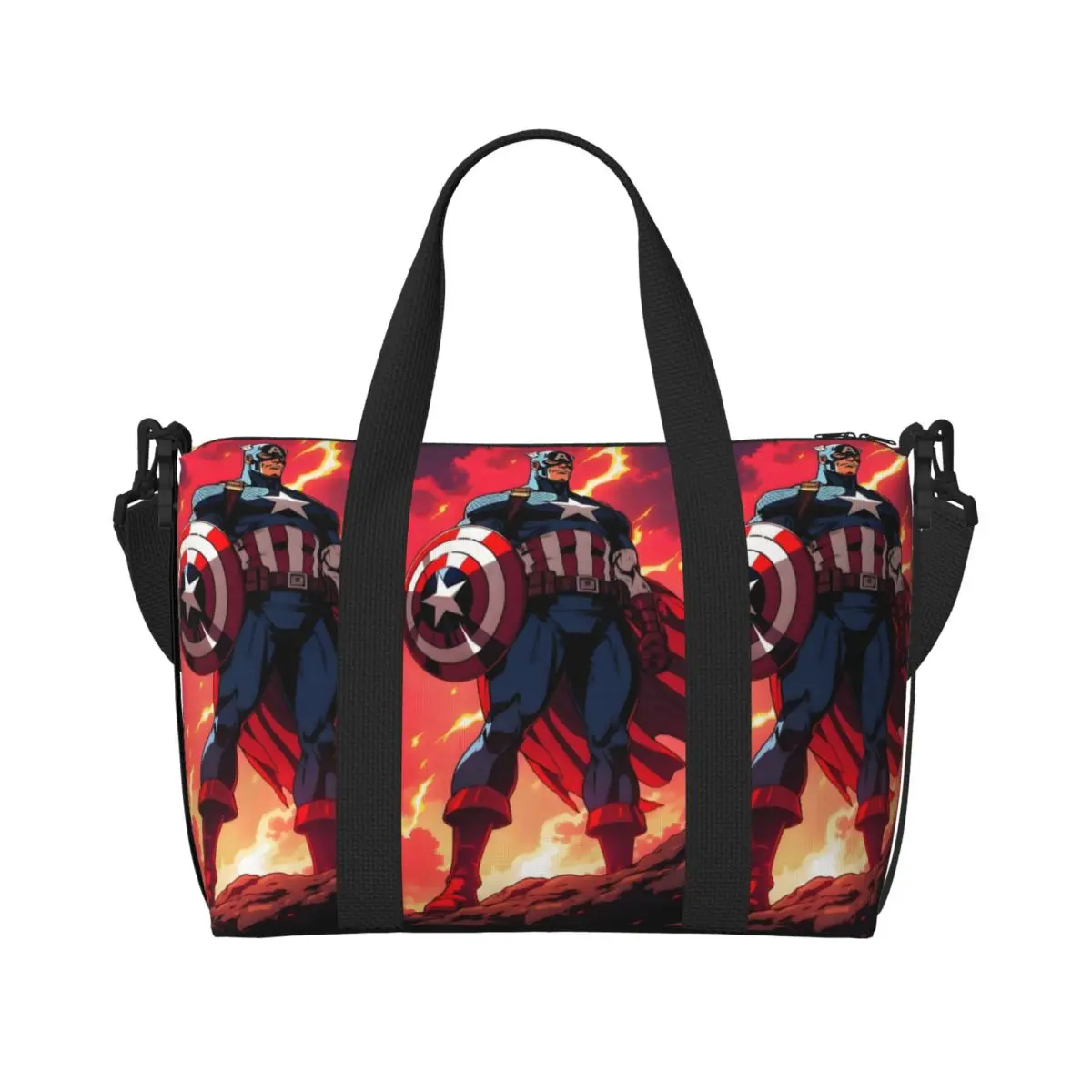 

Большая большая сумка-тоут «Капитан Америка» для женщин, крутая супергеройская сумка-шоппер на плечо, пляжная дорожная сумка для спортзала