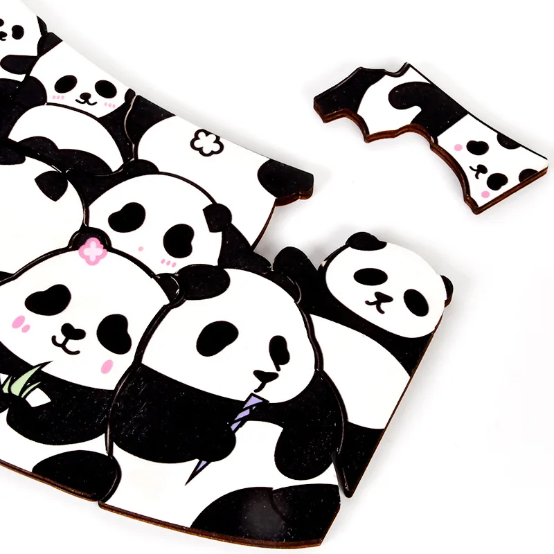 Wooden Cartoon Canned Panda Puzzle Game Cute Animal DIY Jigsaw Puzzle Home Decoration Cognition Educational Toys Gift