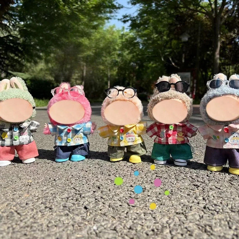 17 cm doll clothes, vinyl blind box doll clothes, summer T-shirt and pants set, can be put on and taken off
