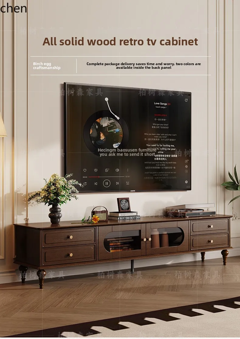 Vintage Style Solid Wood TV Cabinet Living Room Home New Model TV Coffee Table Storage Cabinet