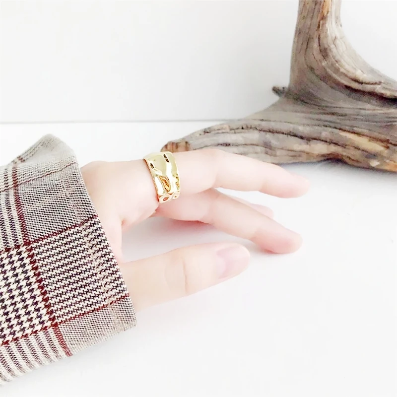 Irregular Bump Individuality Geometric Smooth 925 Sterling Silver Female Resizable Opening Rings RI624