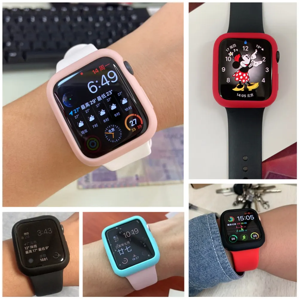 Cover For Apple Watch case 44mm 40mm 45mm 41mm 38mm Accessories Silicone Bumper Shell Protector iWatch series SE 3 4 5 6 7 8 9