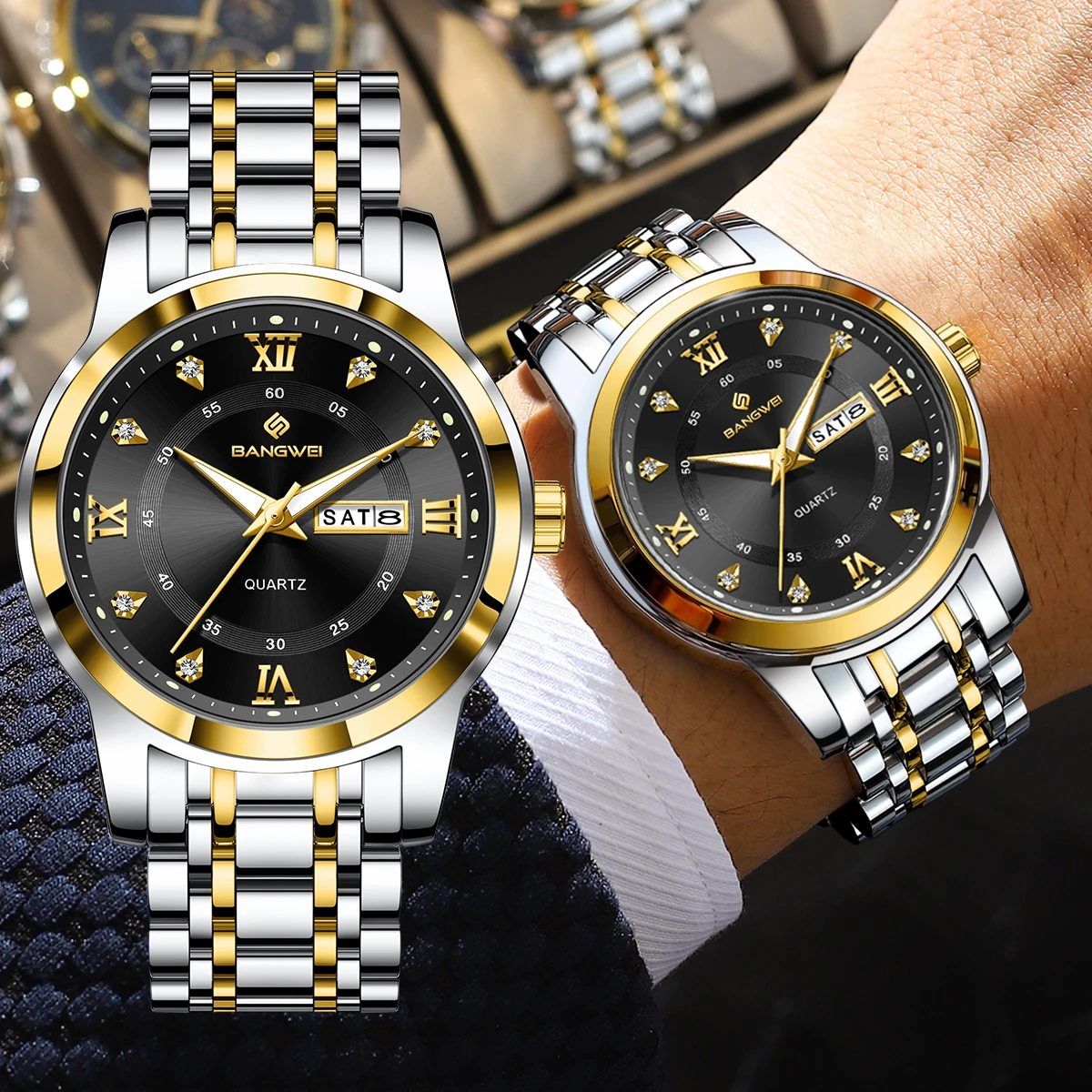 LIGE Fashion Couple Watches Luxury Waterproof Luminous Chronograph Man Wristwatch Stainless Steel Men Quartz Watch Montre Homme