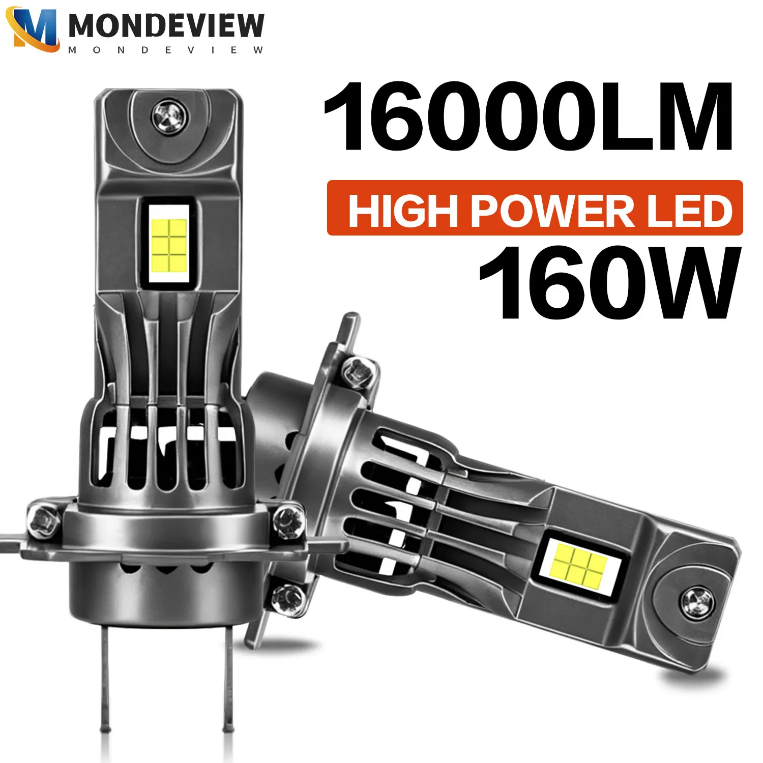 

MONDEVIEW straight in car headlight (with fan) 160W ultra bright running light H7 H4 H11 9005 (HB3) 9006 (HB4) LED modified bulb