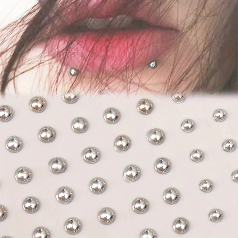 180 Non-Piercing Lip Stud stickers Are Self-Adhesive, Waterproof, and Reusable. They Can Be Used as Fake Lip Studs, Eyebrow Ring