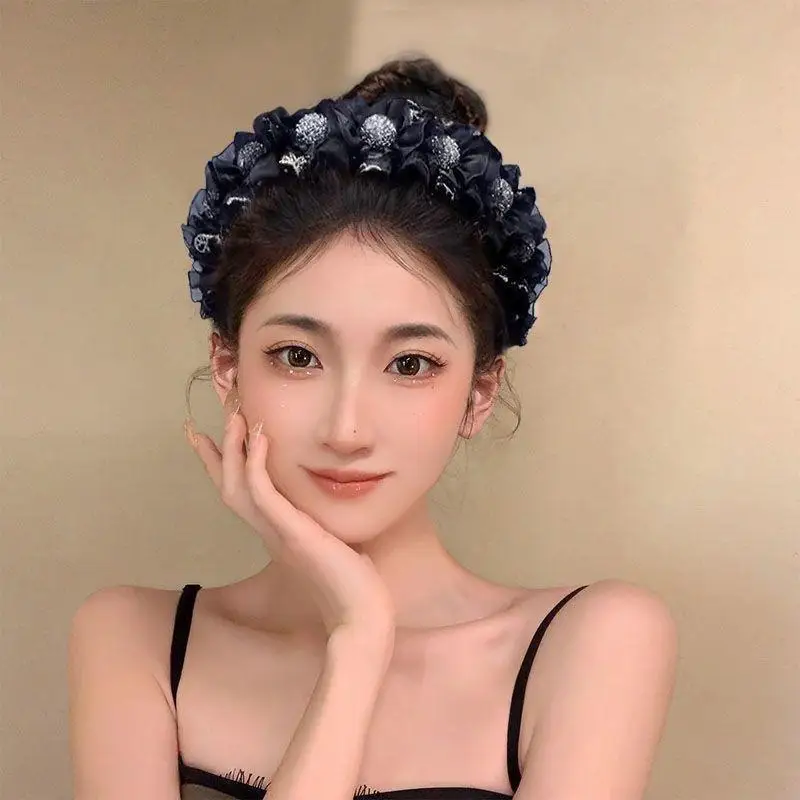 Korea Strass-Haarreif mit Schleife, temperamentvoll, süß, breitkrempiges Stirnband, modisch, vielseitig, Haar-Accessoires für Mädchen, Geschenk【AliS8】 – Detail 3