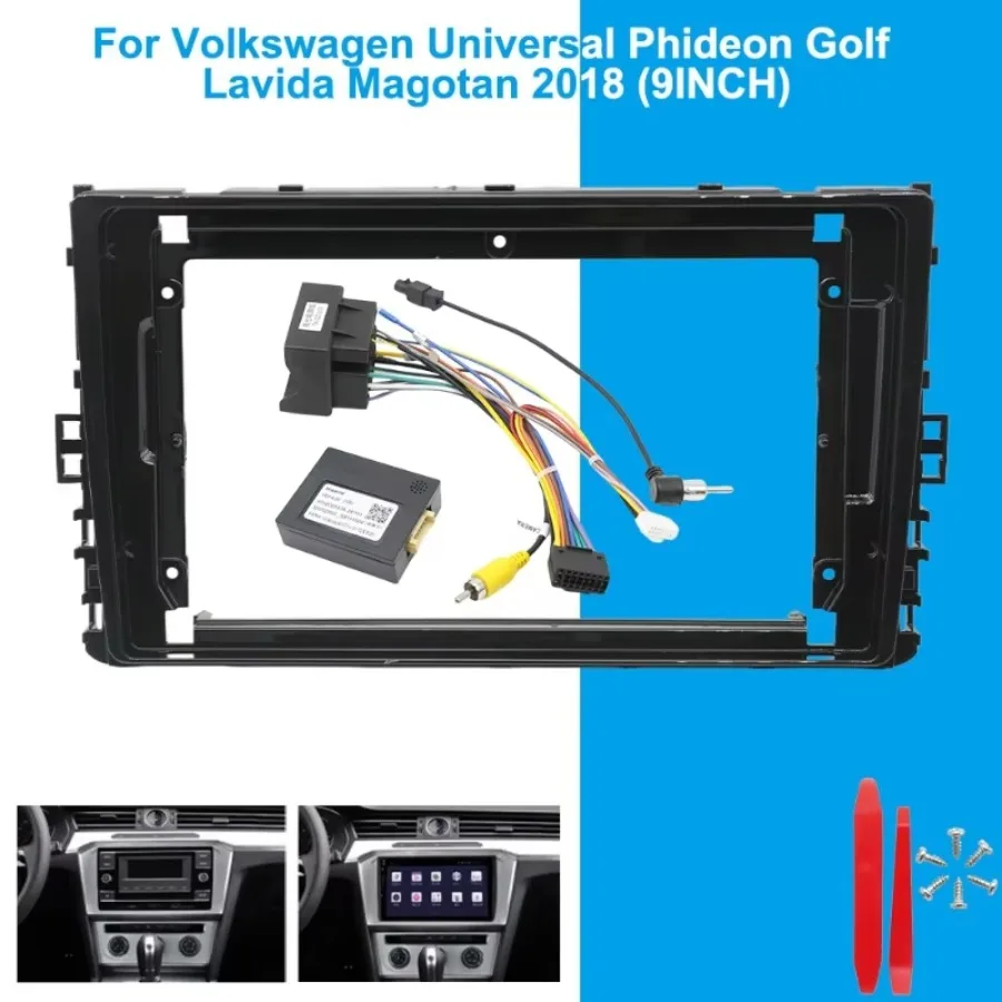 9 Inch Car Radio Fascia Frame for Volkswagen Phideon Golf Lavida Magotan 2018 Dashboard Panel Stereo Installation Kit