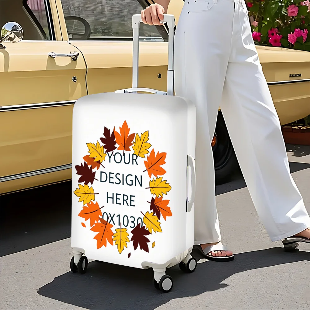 1PC Color Autumn Maple Leaf Wreath Print Luggage Cover. Fits suitcases from 18 to 32 inches; effectively protects your luggage