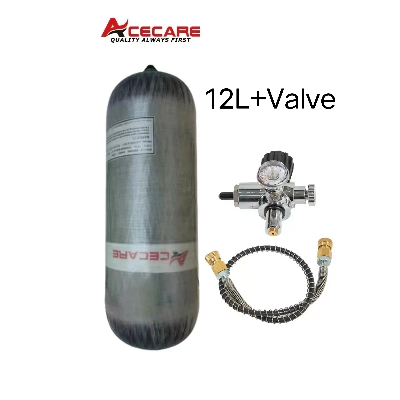 ACECARE 4500Psi 300Bar 12L Carbon Fiber Cylinder High Pressure Air Tank Filling Station Diving Scuba Regulating Valve M18*1.5