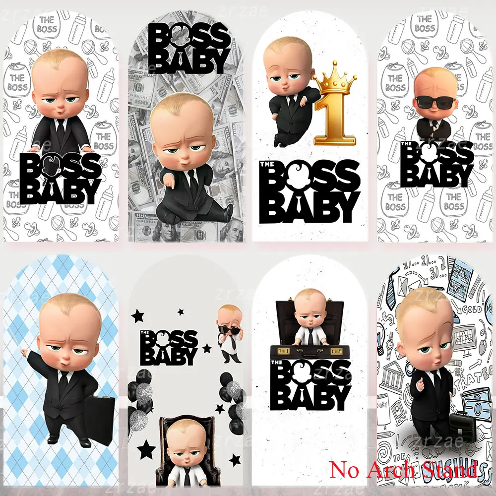 Boss Baby Arch Cover Backdrop Kids Boys Girl 1st Birthday Party Baby Shower Cartoon Decoration Background Spandex Elastic Banner