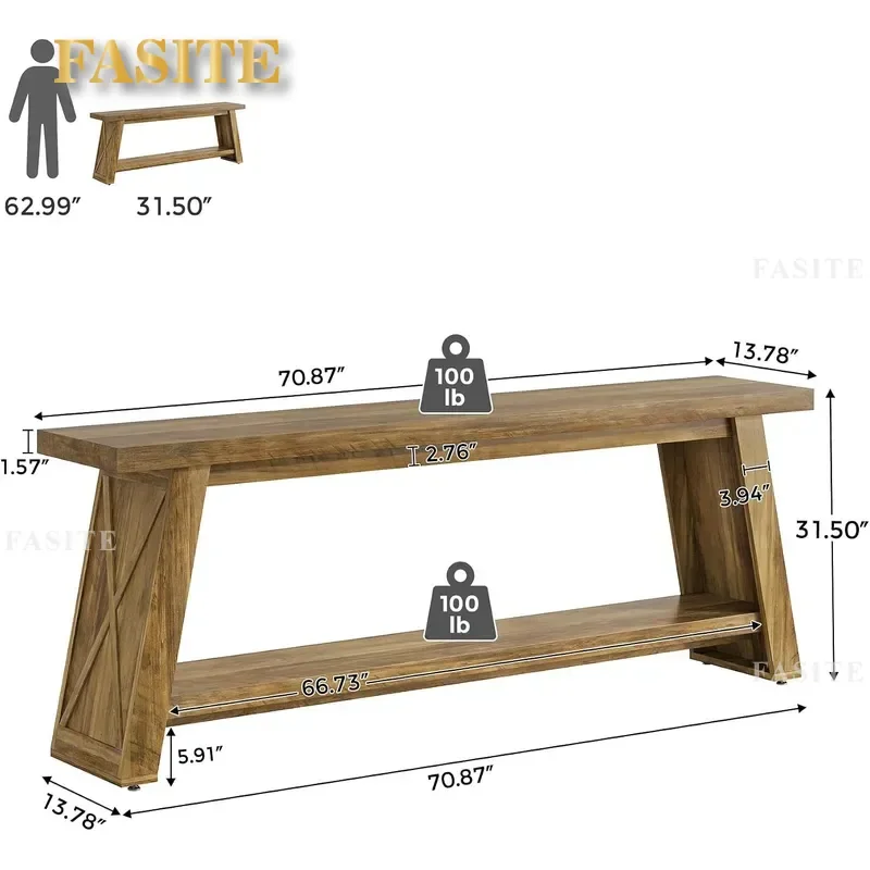 For 70.9 Inch Long Entrance Table Porch Console with Storage Function Suitable for Corridor Foyer Hallway