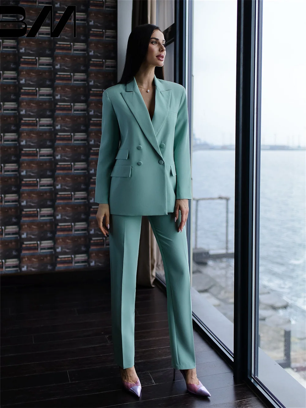 Klasyczne damskie garnitury ze spodniami efektowne dwurzędowe garnitury biznesowe formalne smokingi ślubne marynarka dostosowane garnitury