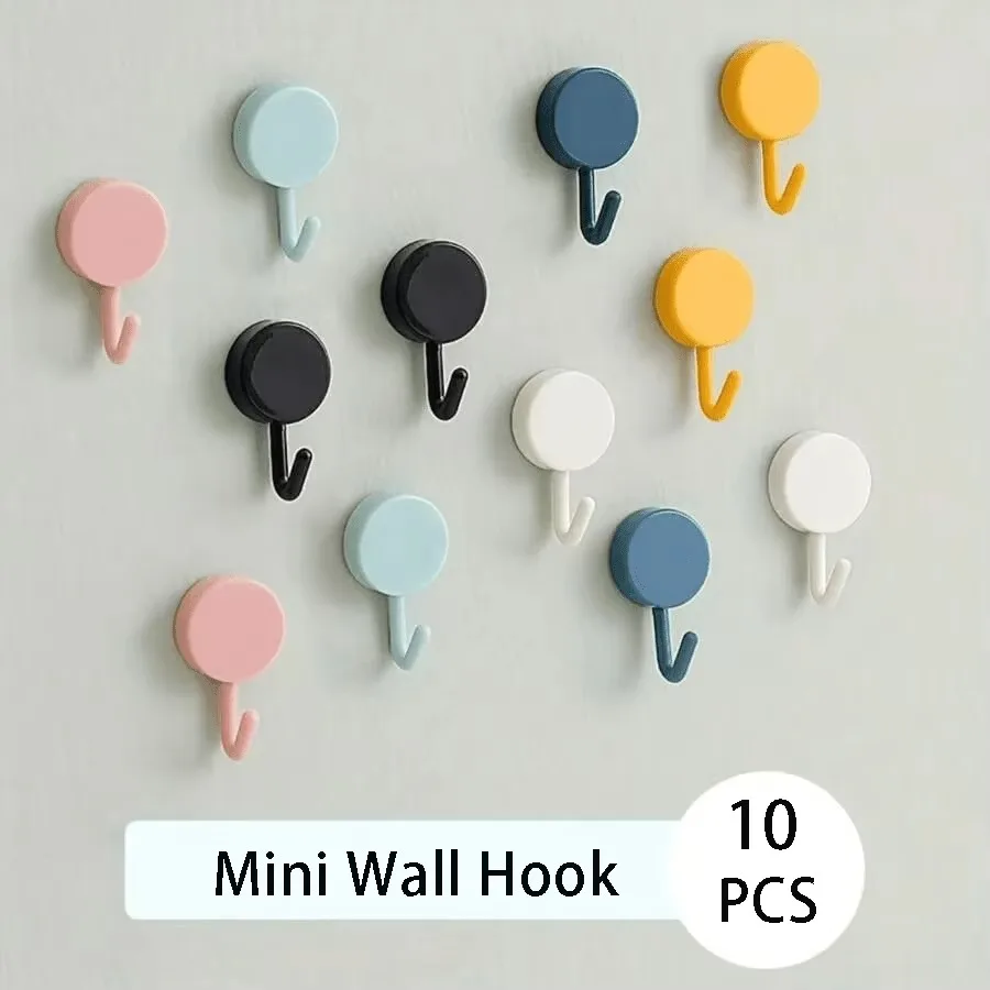 10/20pcs Self-adhesive wall hook,no need for drilling,suitable for hanging keys, clothes, bags, towels,kitchenware,random colors