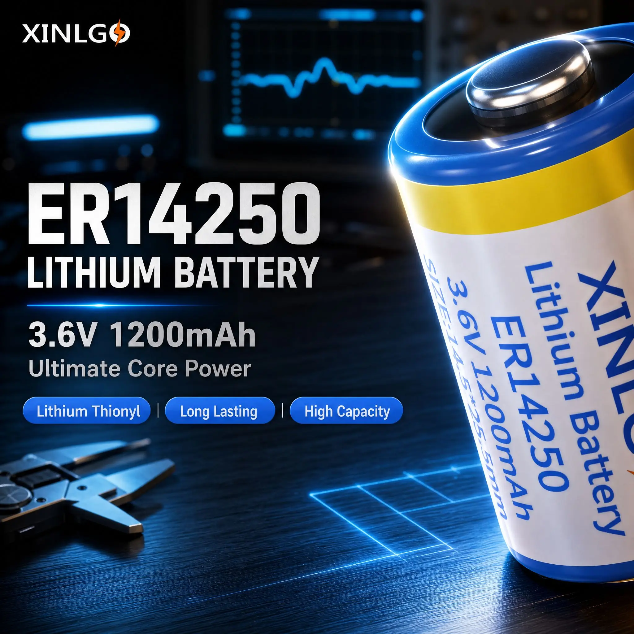 ER14250 3.6V 1/2AA Battery 1200mAh Primary Lithium Thionyl Chloride for Gas Meter PLC industrial control probe insulin pump ETC
