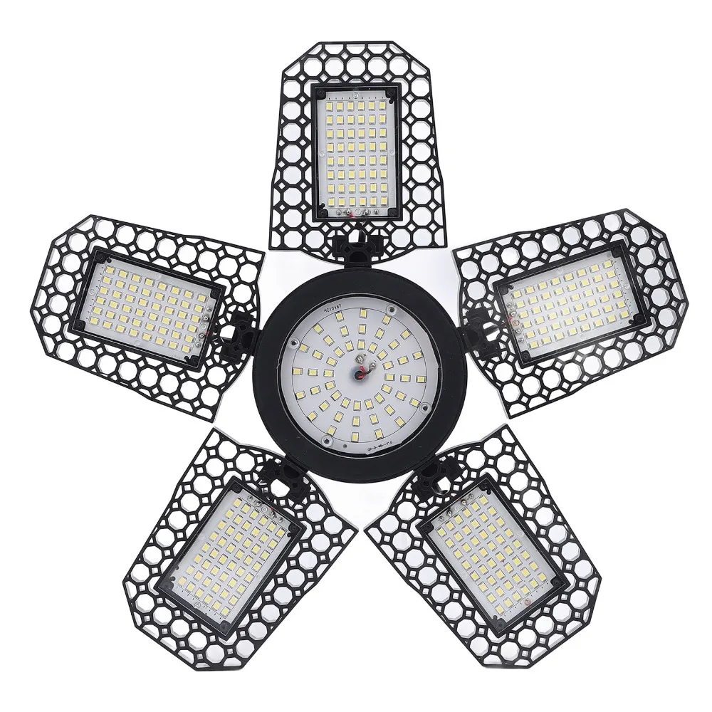 100-277V Garage Ceiling Light 23.5W 2994 Luminous Flux Panel Light CRI 82 6 Deformable Panels Garage Light Fixture Workshop