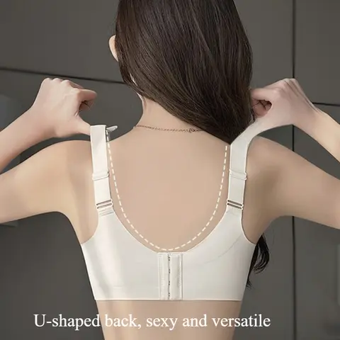 Sujetador reductor de copa completa blanco sin costuras Control lateral Anti-hundimiento verano ultrafino sin tirantes deporte sujetador diario para mujeres