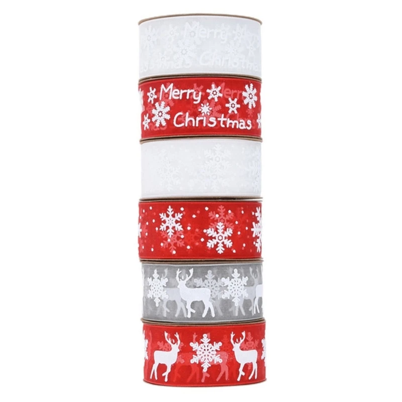 36Yard Christmas Themed Polyester Ribbons for Bows Making, Christmas Wreath, Candy Bag Decorations, 25mm Wrapping Ribbon