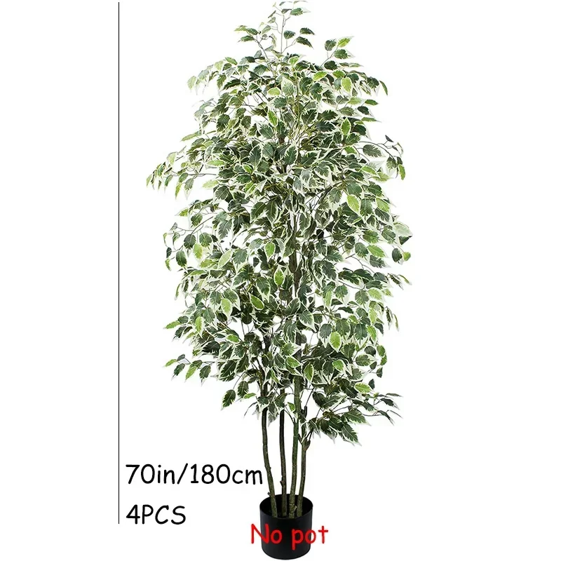 3-6Ft Large Artificia Ficus Tree Fake Plants Plastic Palm Tree Real Touch Banyan Leaves for Home Garden Shop Office Decor - Image 5